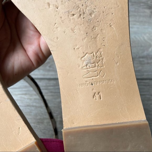 CHANII B Pony Hide Marionette Zebra Cow Print Fuchsia Flat Sandal - Picture 12 of 13